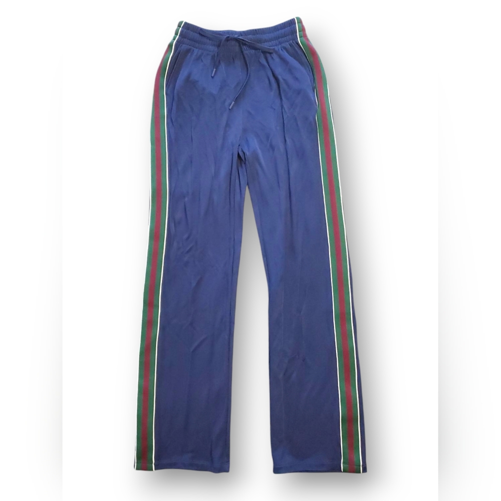 The Upside Navy Striped Track Pants Extra Small XS Viscose Rayon Red Green